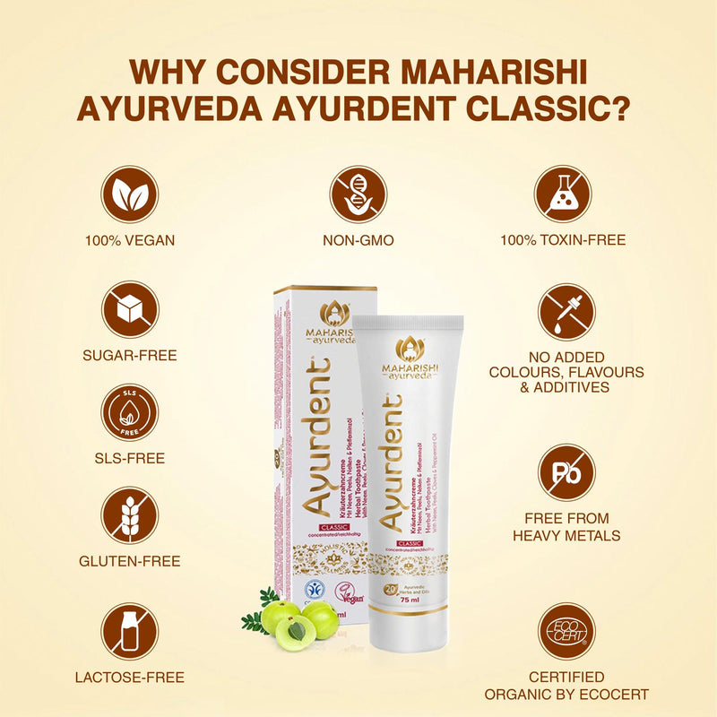Ayurdent - Classic - For strong teeth and healthy gums (75 ml) - Maharishi Ayurveda India